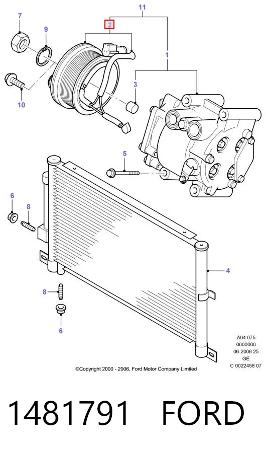 Compresor de aire acondicionado 1481791 Ford