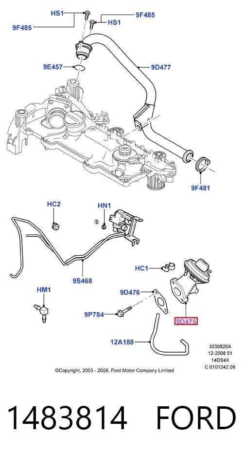 Válvula EGR 1483814 Ford