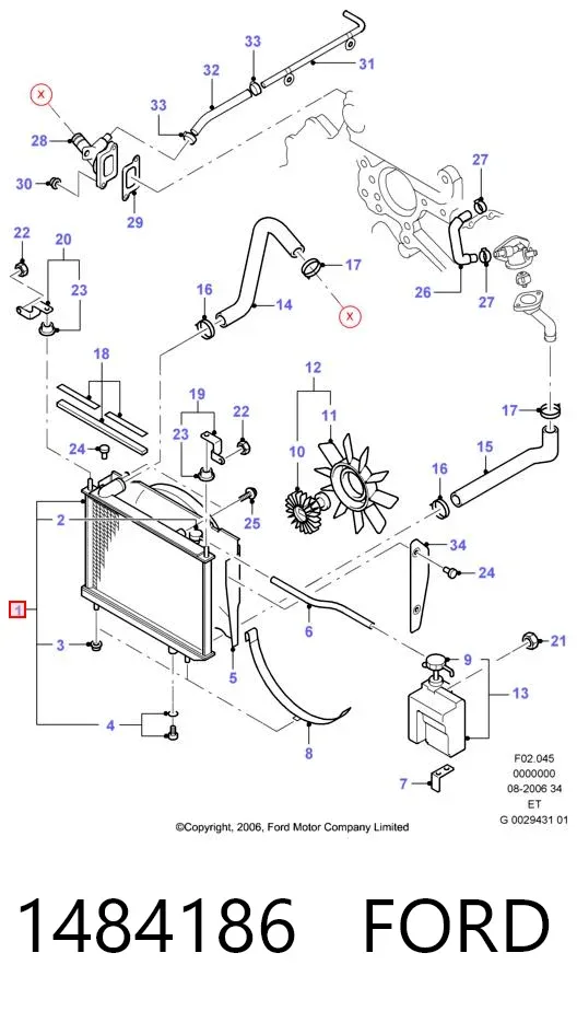 Radiador 1484186 Ford