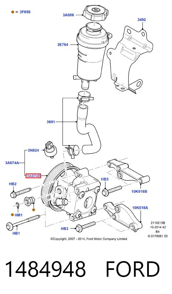Bomba de dirección 1484948 Ford