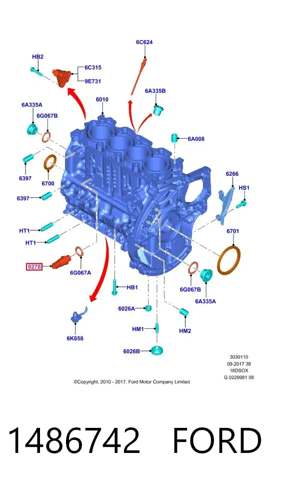 Sensor de presión de aceite 1486742 Ford