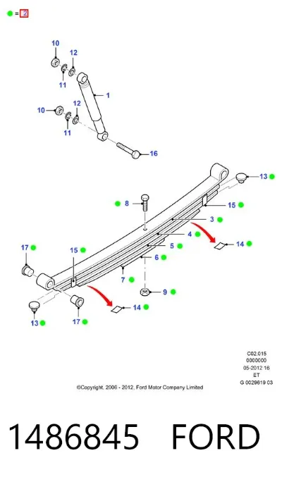 Ballesta trasera FORD 1486845