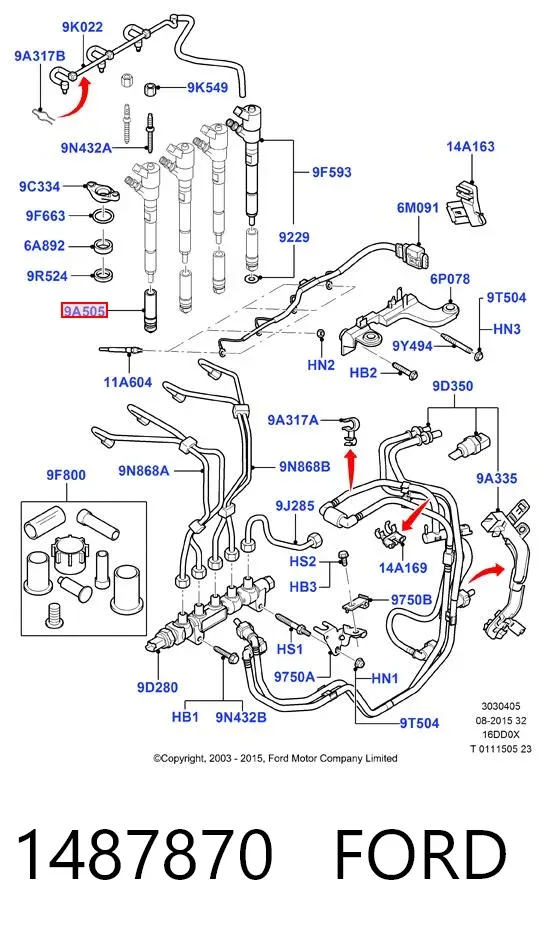 Kit de reparación del inyector 1487870 Ford