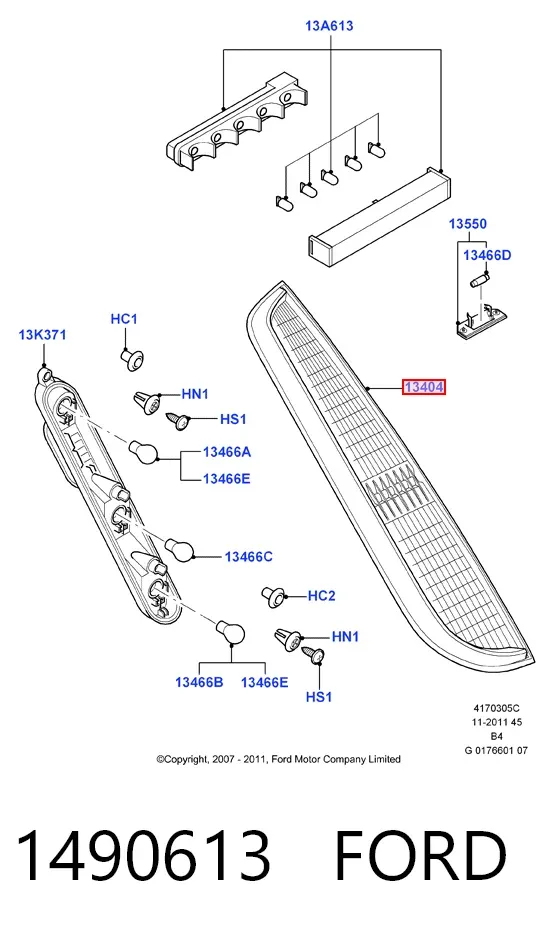 Piloto trasero derecho 1490613 Ford