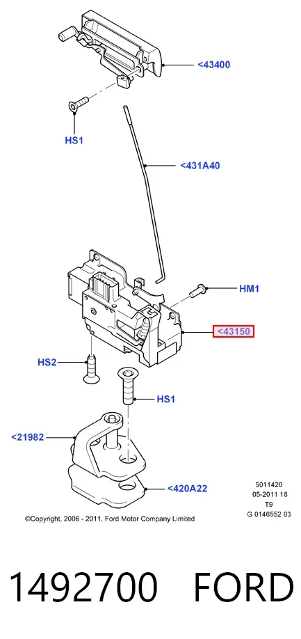 Cerradura de maletero Ford Transit V