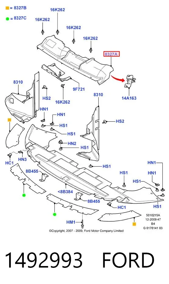 Deflector de aire superior del radiador 1492993 Ford