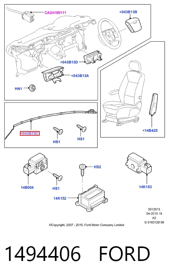 Airbag de cortina lateral izquierda 1494406 Ford
