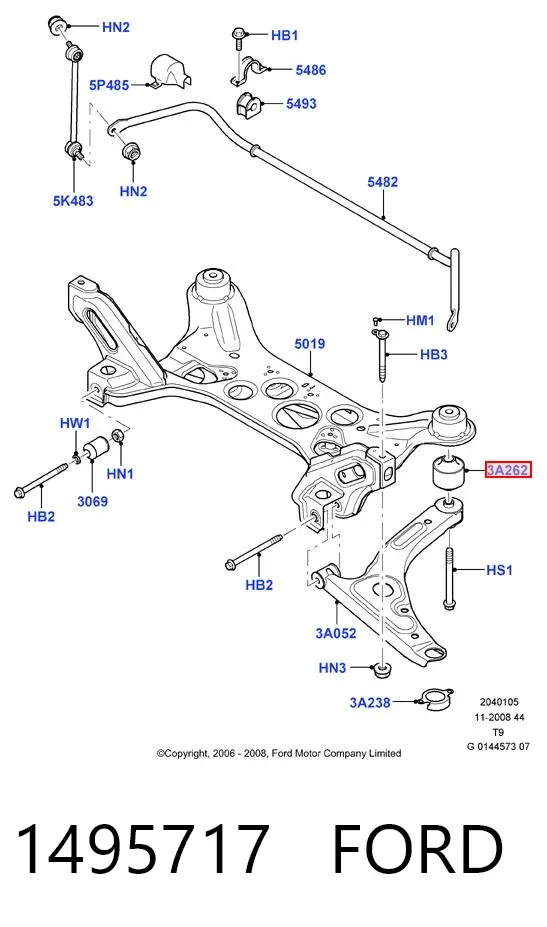 Silentblock del brazo de suspensión 1495717 Ford