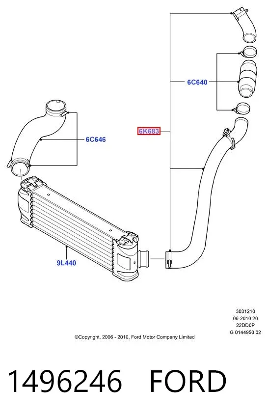 Tubo intercooler 1496246 Ford