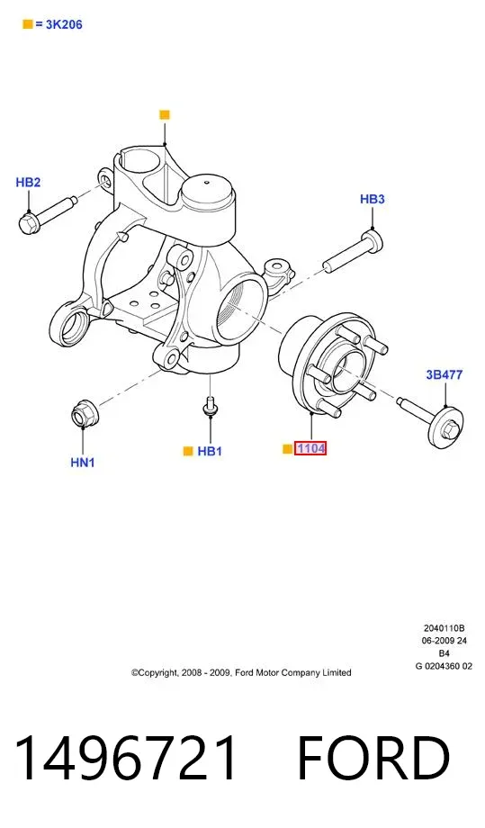 Buje de rueda delantero 1496721 Ford
