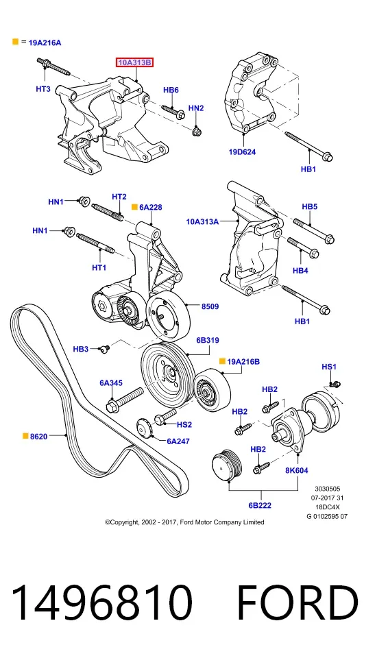Soporte del alternador 1496810 Ford