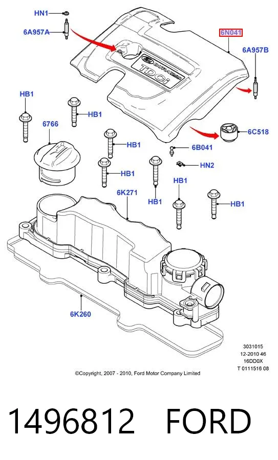 Tapa motor 1496812 Ford
