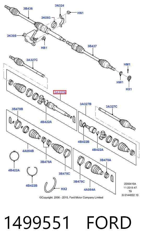 Junta trípode interior 1499551 Ford