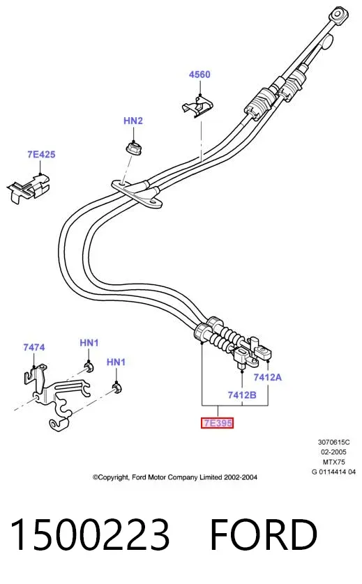 Cables de caja de cambios 1500223 Ford