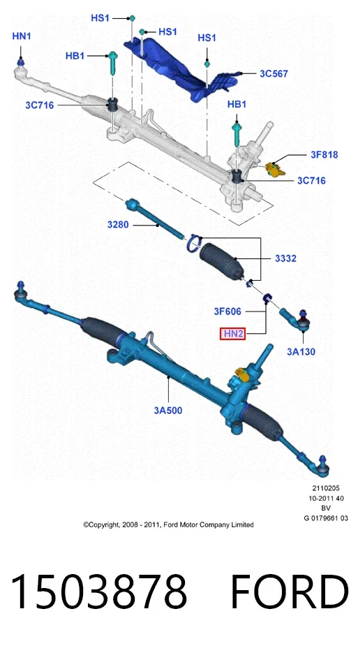 Tuerca del cubo de la rueda delantera 1503878 Ford