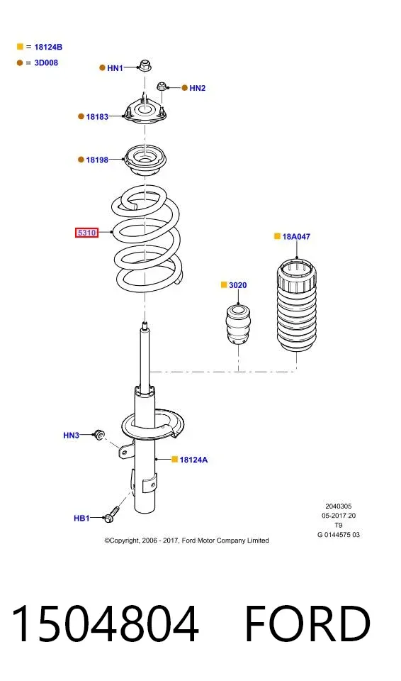 Muelle delantero 1504804 Ford
