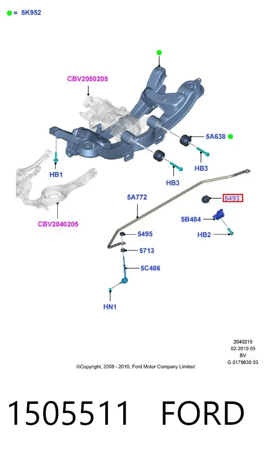 Buje de barra estabilizadora trasera 1505511 Ford