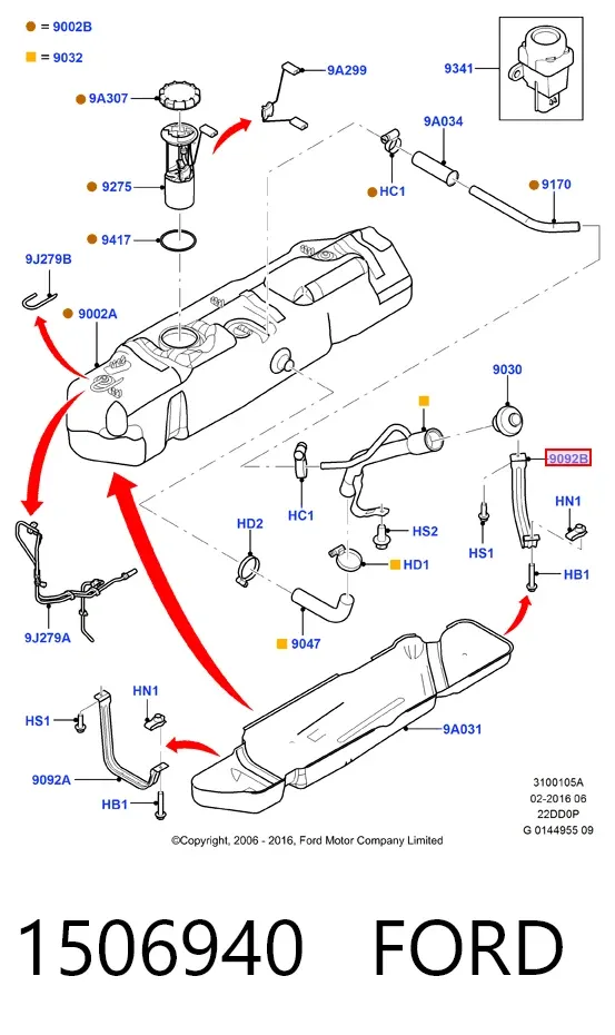 Soporte del tanque de combustible 1506940 Ford