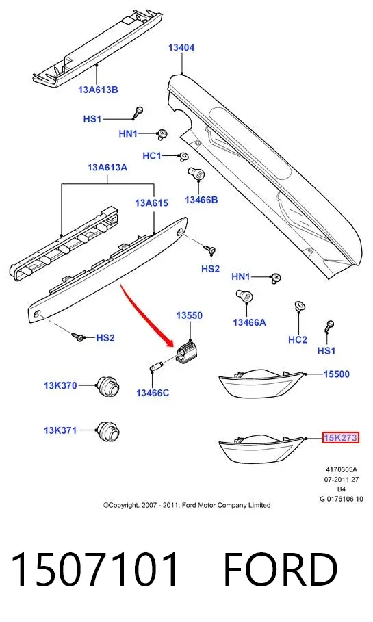 Luz antiniebla trasera izquierda 1507101 Ford