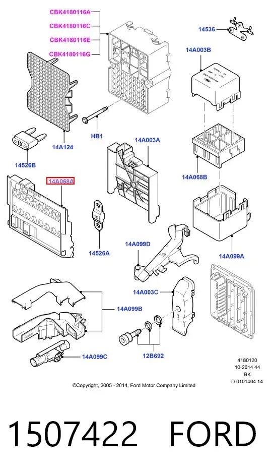 Caja de fusibles 1507422 Ford