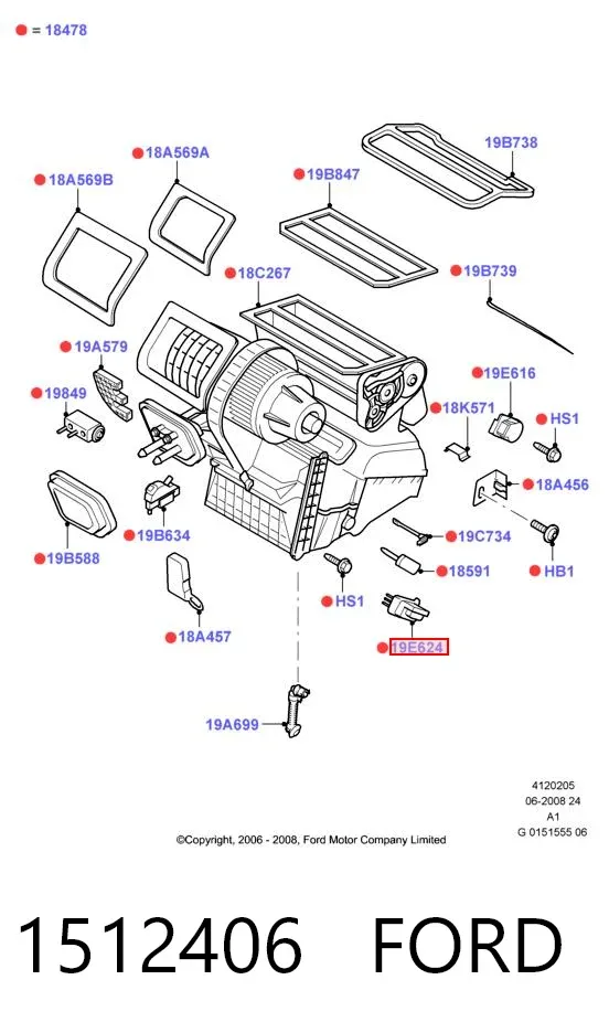 Resistencia de calefacción 1512406 Ford