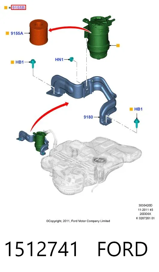 Tapón del filtro de combustible 1512741 Ford