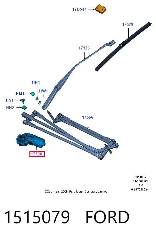 Motor limpiaparabrisas 1515079 Ford
