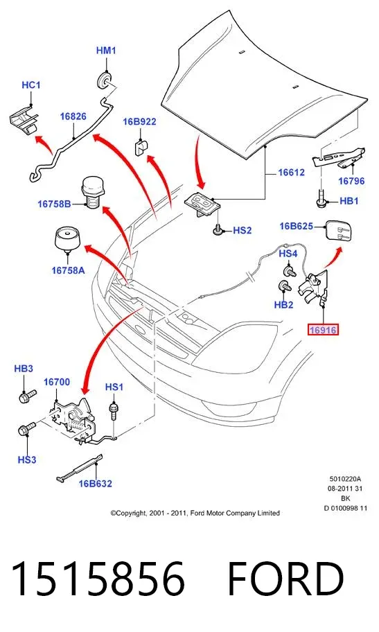 Soporte del amortiguador delantero 1515856 Ford