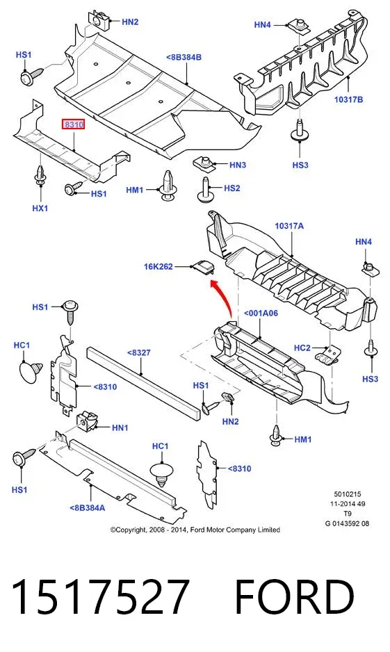 Deflector de aire del radiador izquierdo 1517527 Ford