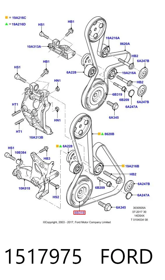 Polea de cigüeñal 1517975 Ford