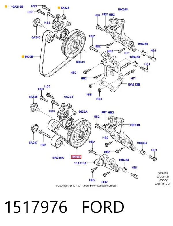 Polea de cigüeñal 1517976 Ford
