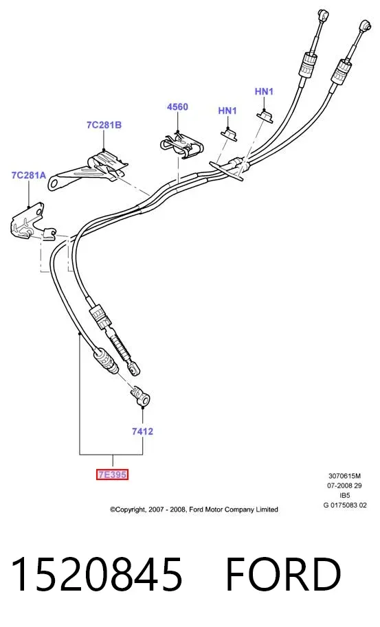 Cables de caja de cambios 1520845 Ford