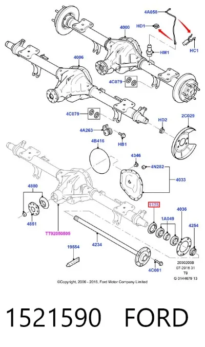 Retén de cubo trasero FORD 1521590