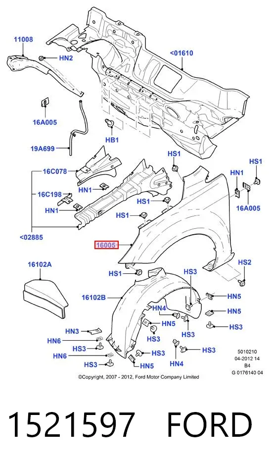 Aleta delantera izquierda 1521597 Ford