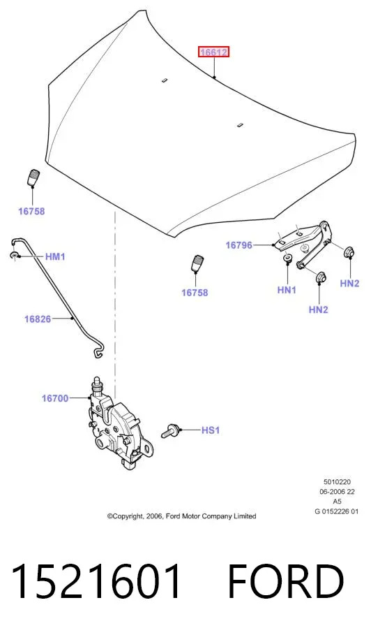 Capó 1521601 Ford