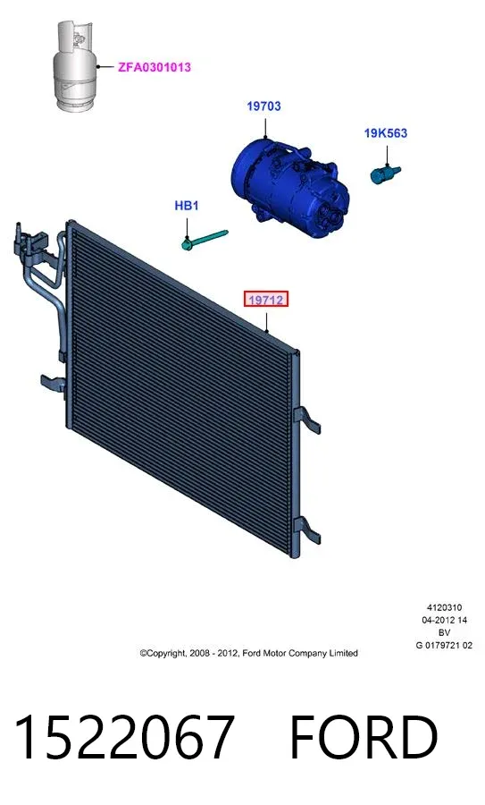 Condensador aire acondicionado 1522067 Ford