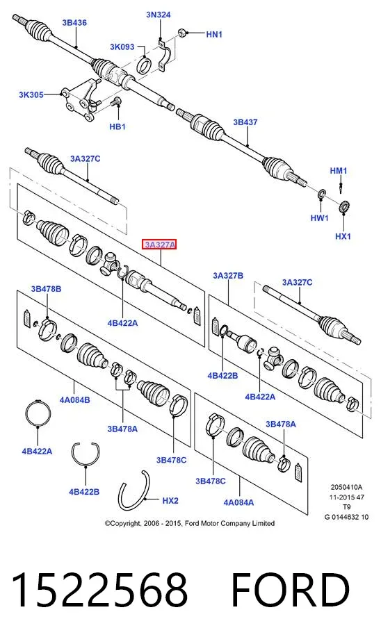 Junta trípode interior 1522568 Ford