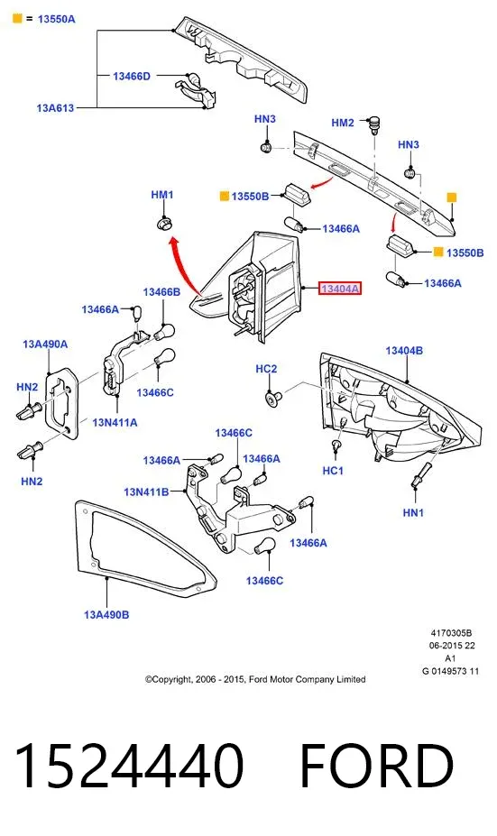 Piloto trasero exterior izquierdo 1524440 Ford