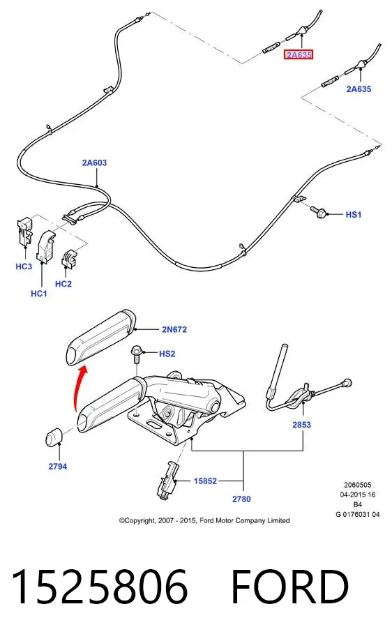Cable de freno de mano trasero derecho/izquierdo 1525806 Ford