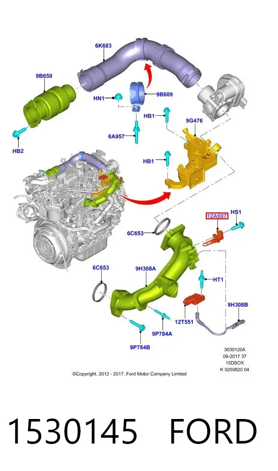Sensor de temperatura del aire de admisión 1530145 Ford