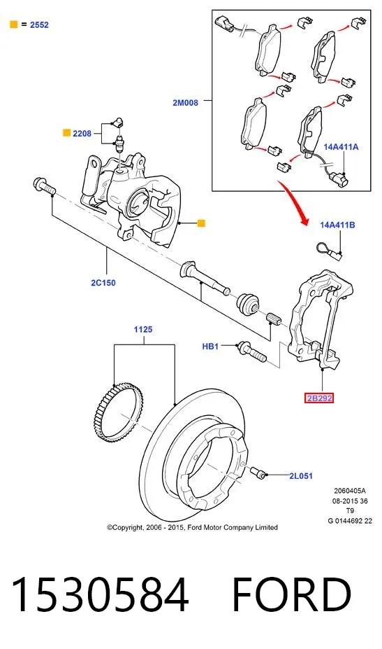 Soporte de la pinza de freno trasera 1530584 Ford