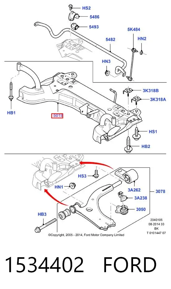Puente delantero 1534402 Ford