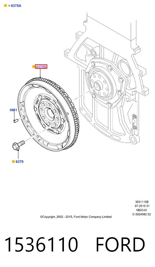 Volante motor 1536110 Ford