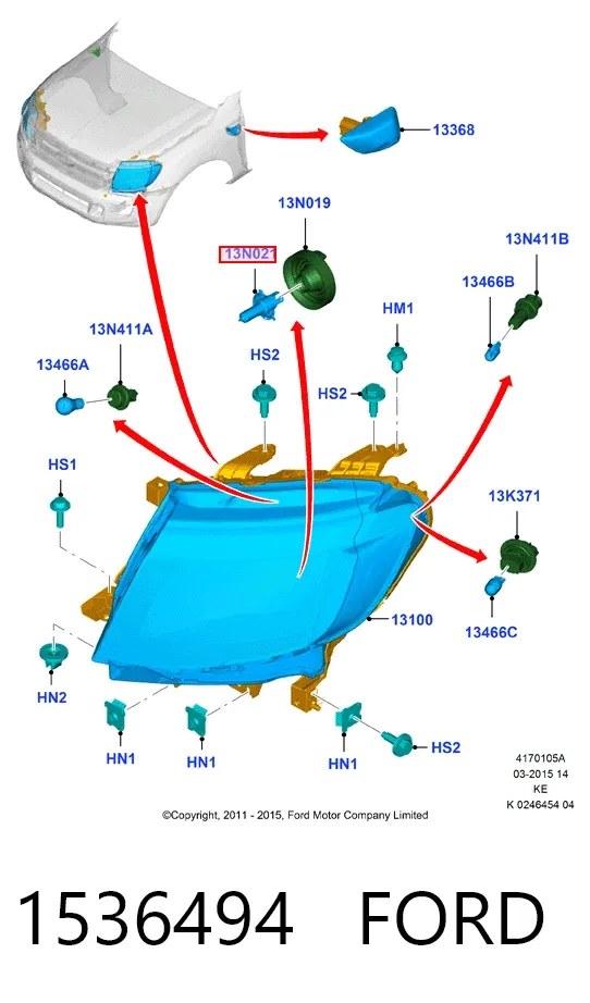 Lámpara halógena 1536494 Ford