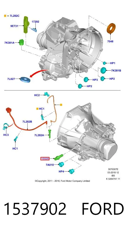 Sensor de marcha atrás 1537902 Ford