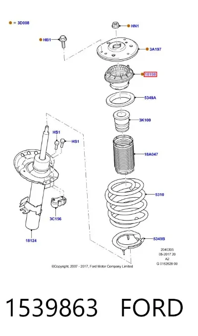 Rodamiento de soporte del amortiguador delantero FORD 1539863