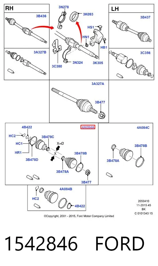 Fuelle de palier delantero exterior 1542846 Ford