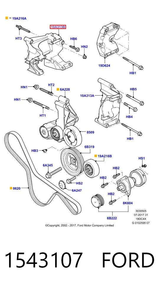 Soporte del alternador 1543107 Ford