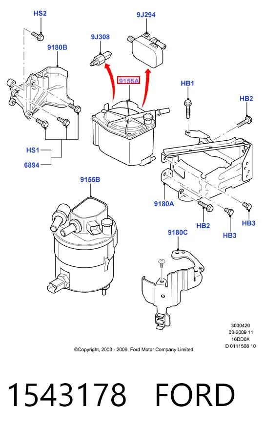 Filtro de combustible 1543178 Ford