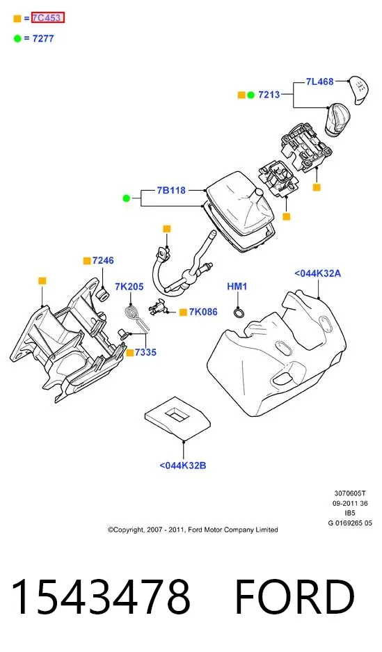 Palanca de cambios 1543478 Ford